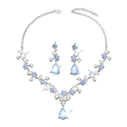 Sky Blue Floral Earrings Necklace Jewelry Set