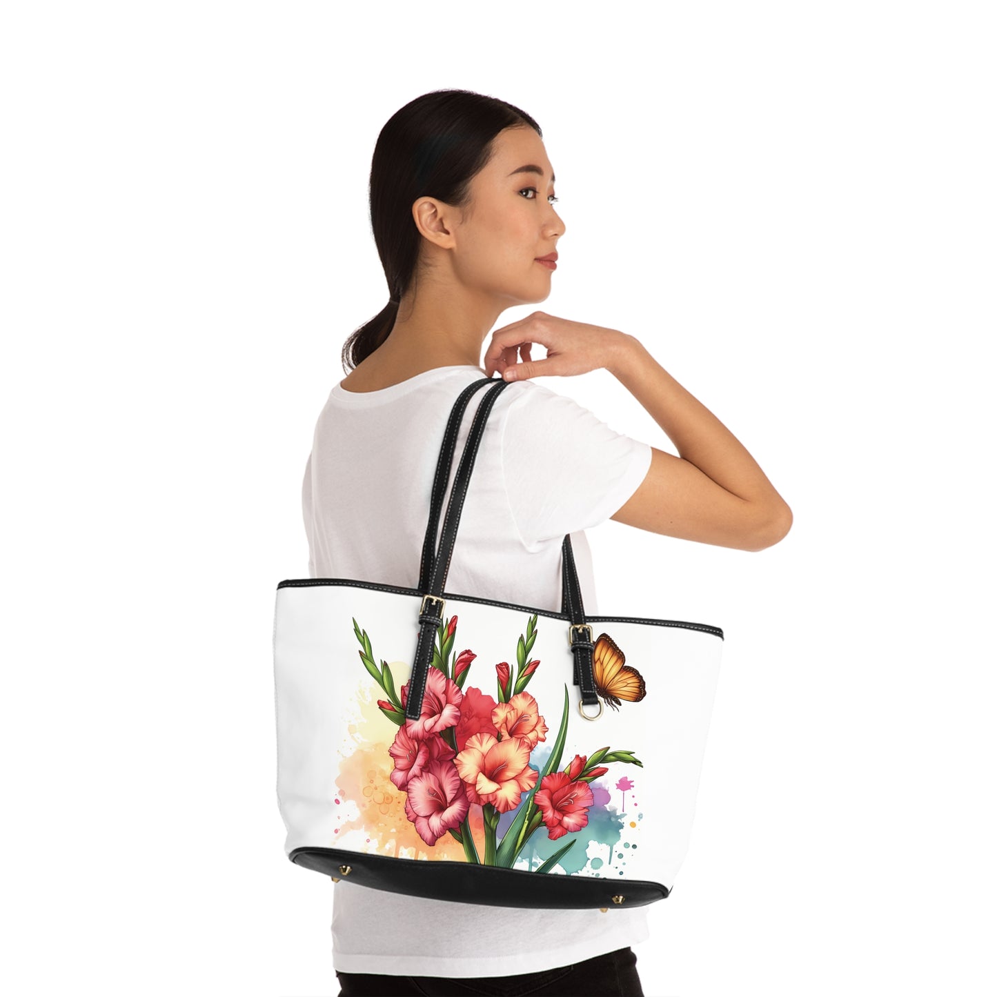 Red & Orange Gladiolus Print Tote Bag to Match Tumbler Drinkware