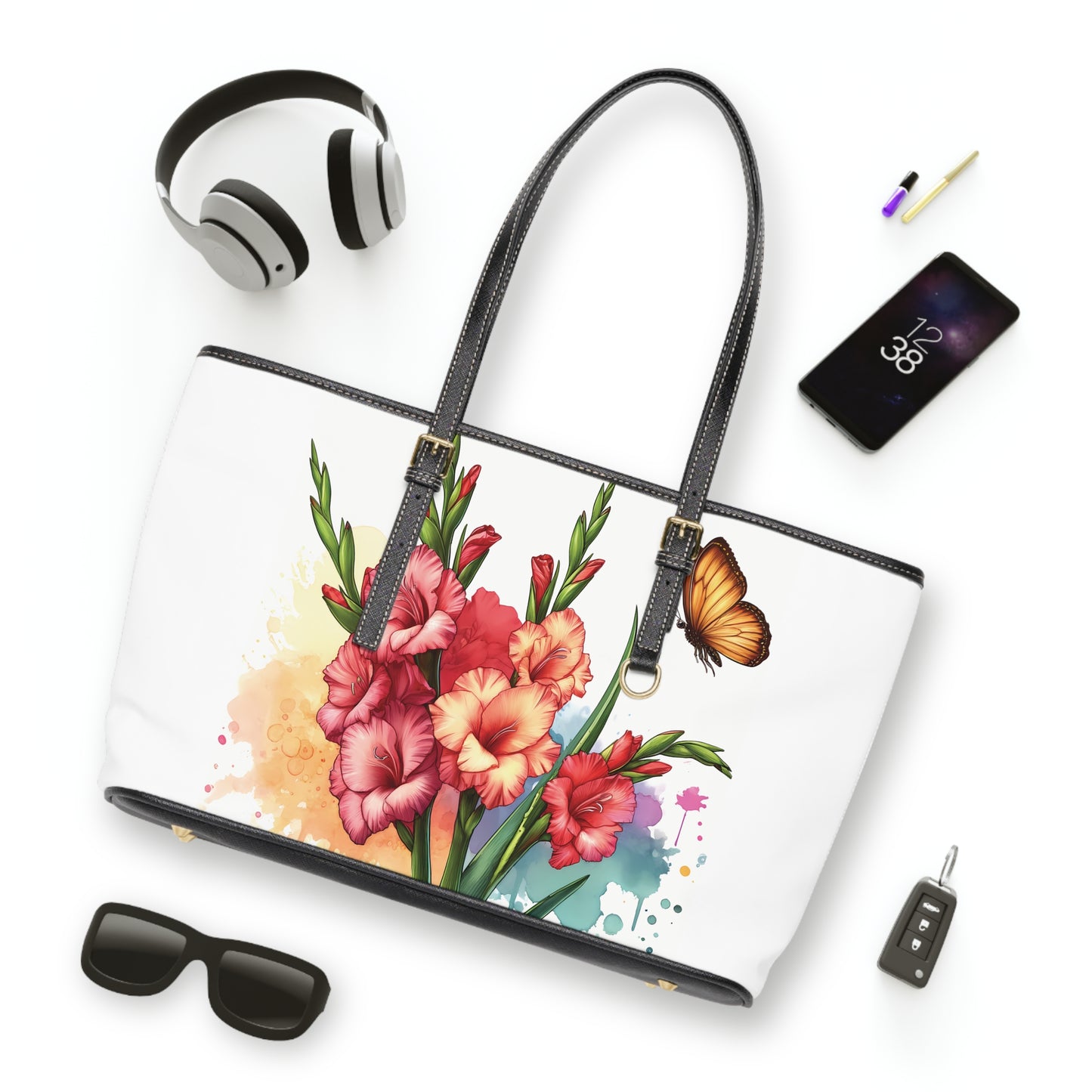 Red & Orange Gladiolus Print Tote Bag to Match Tumbler Drinkware