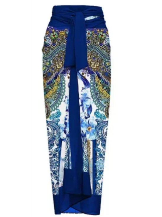 An Elegant Dolce & Gabbana Style One-Piece Swimsuit with Skirt