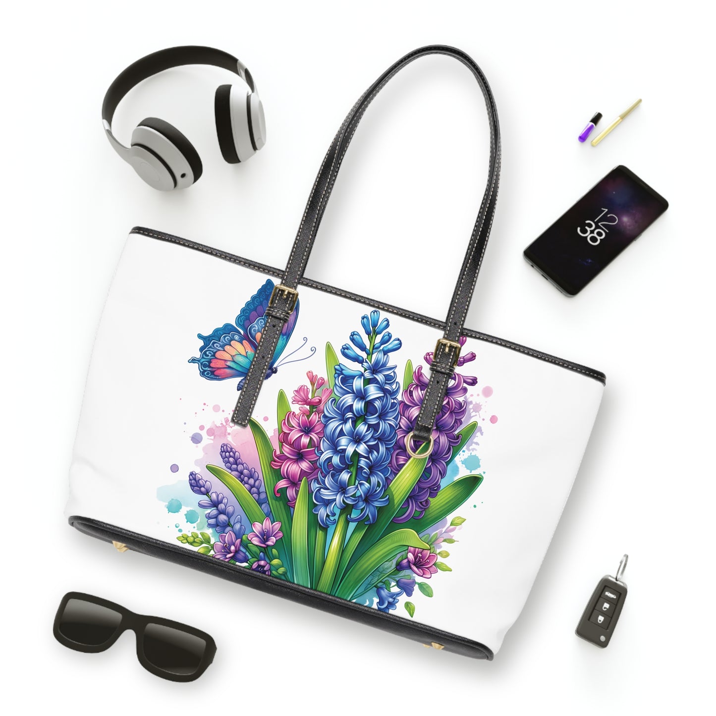 Hyacinth Print Tote Bag to Match Tumbler Drinkware