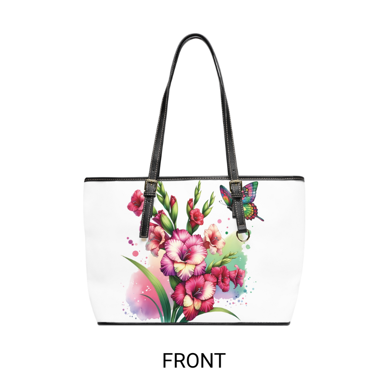 Rose & Lilac Color Gladiolus Print Tote Bag to Match Tumbler Drinkware
