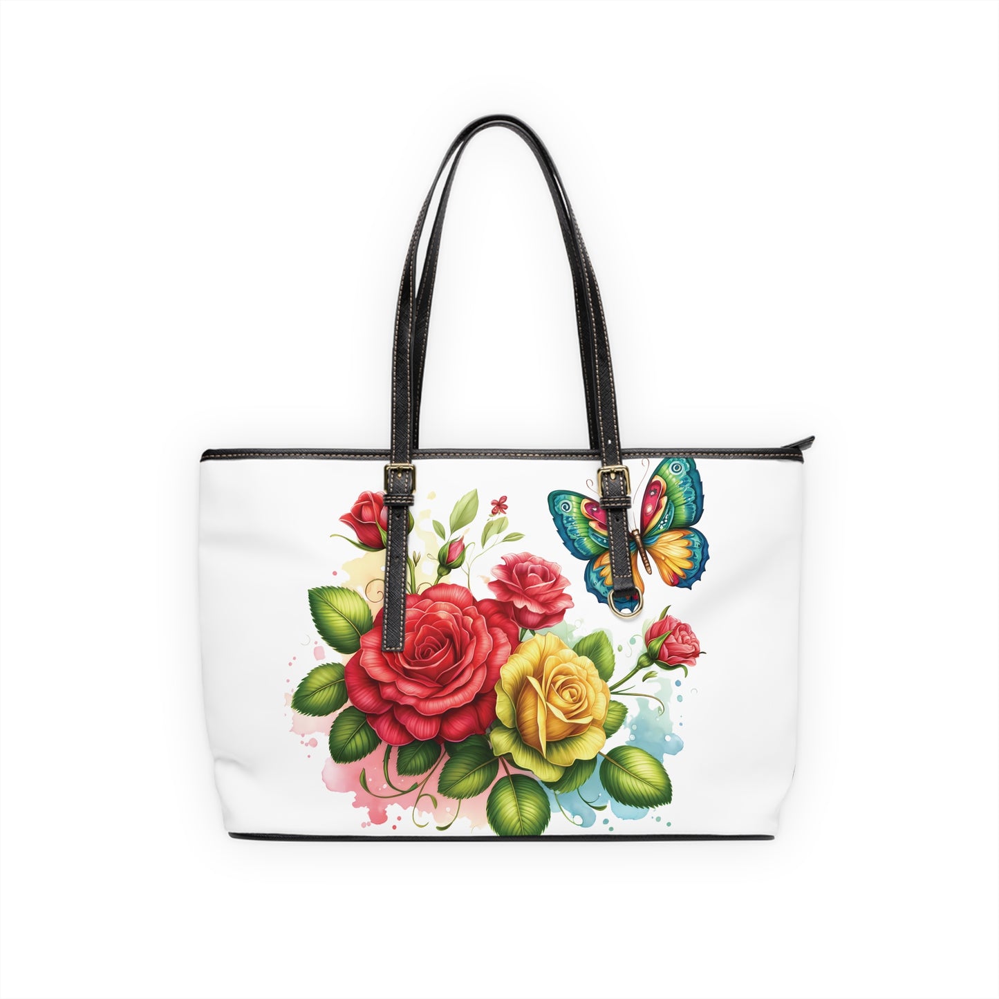 Red & Yellow Rose Print Tote Bag to Match Tumbler Drinkware