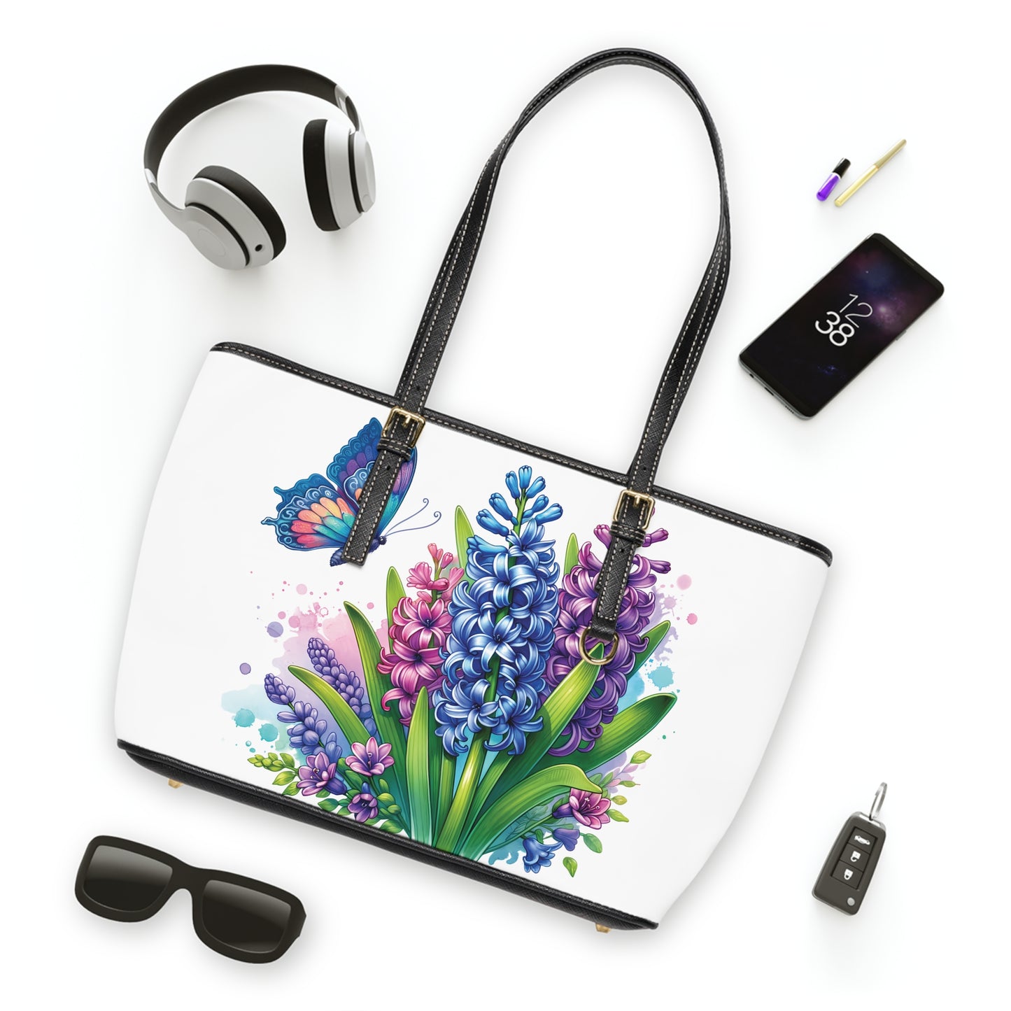 Hyacinth Print Tote Bag to Match Tumbler Drinkware