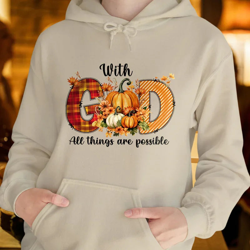 With GOD All Things Are Possible | Women's Thanksgiving Hoodie