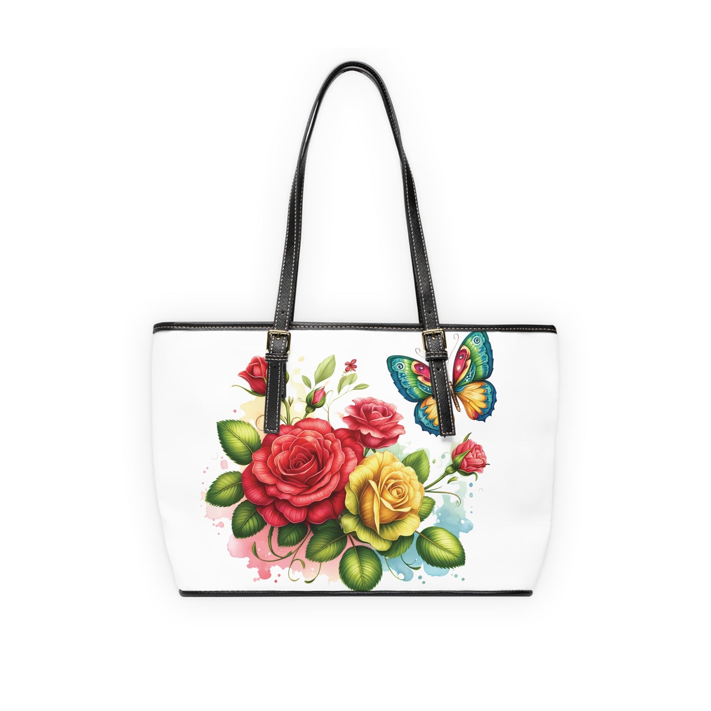 Red & Yellow Rose Print Tote Bag to Match Tumbler Drinkware