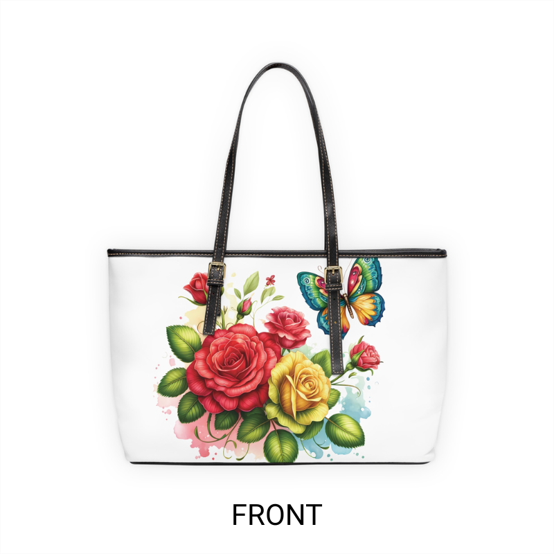 Red & Yellow Rose Print Tote Bag to Match Tumbler Drinkware