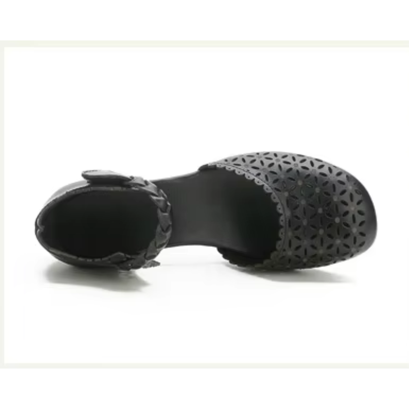 Genuine Leather Flat Sandals – Handmade Flower Summer Shoes