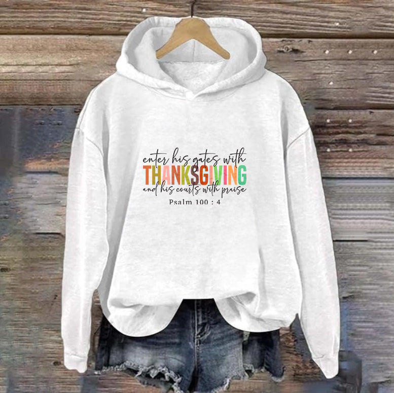 Enter His Gates With Thanksgiving | Women's Thanksgiving Hoodie | Light