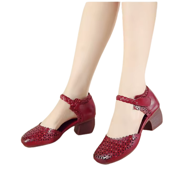 Genuine Leather Flat Sandals – Handmade Flower Summer Shoes