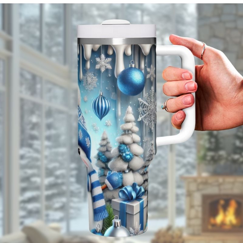 3D Blue Snowman | 40 oz Tumbler