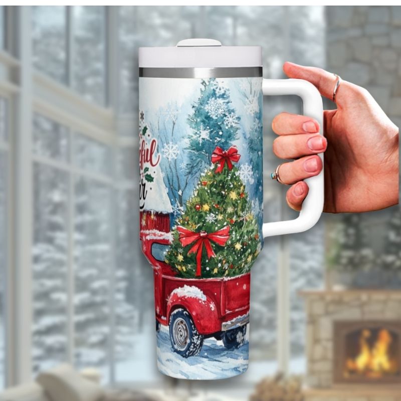 It's The Most Wonderful Time Of The Year Christmas Red Truck | 40 oz Tumbler