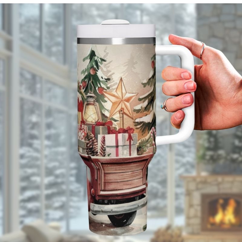 Vintage Red Christmas Truck | 40 oz Tumbler