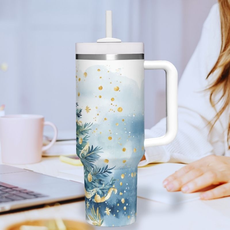 Blue & Gold Christmas Tree | 40 oz Tumbler