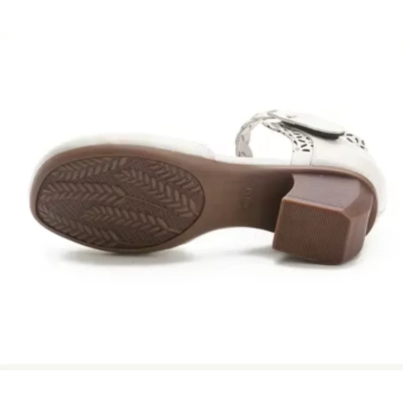 Genuine Leather Flat Sandals Floral Handmade Summer Shoes