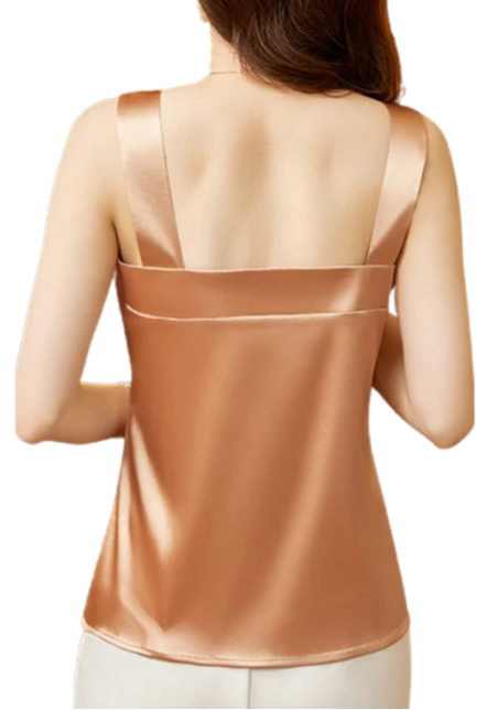 Satin Sleeveless Corset Blouse – Women’s Silk Look Tank Top