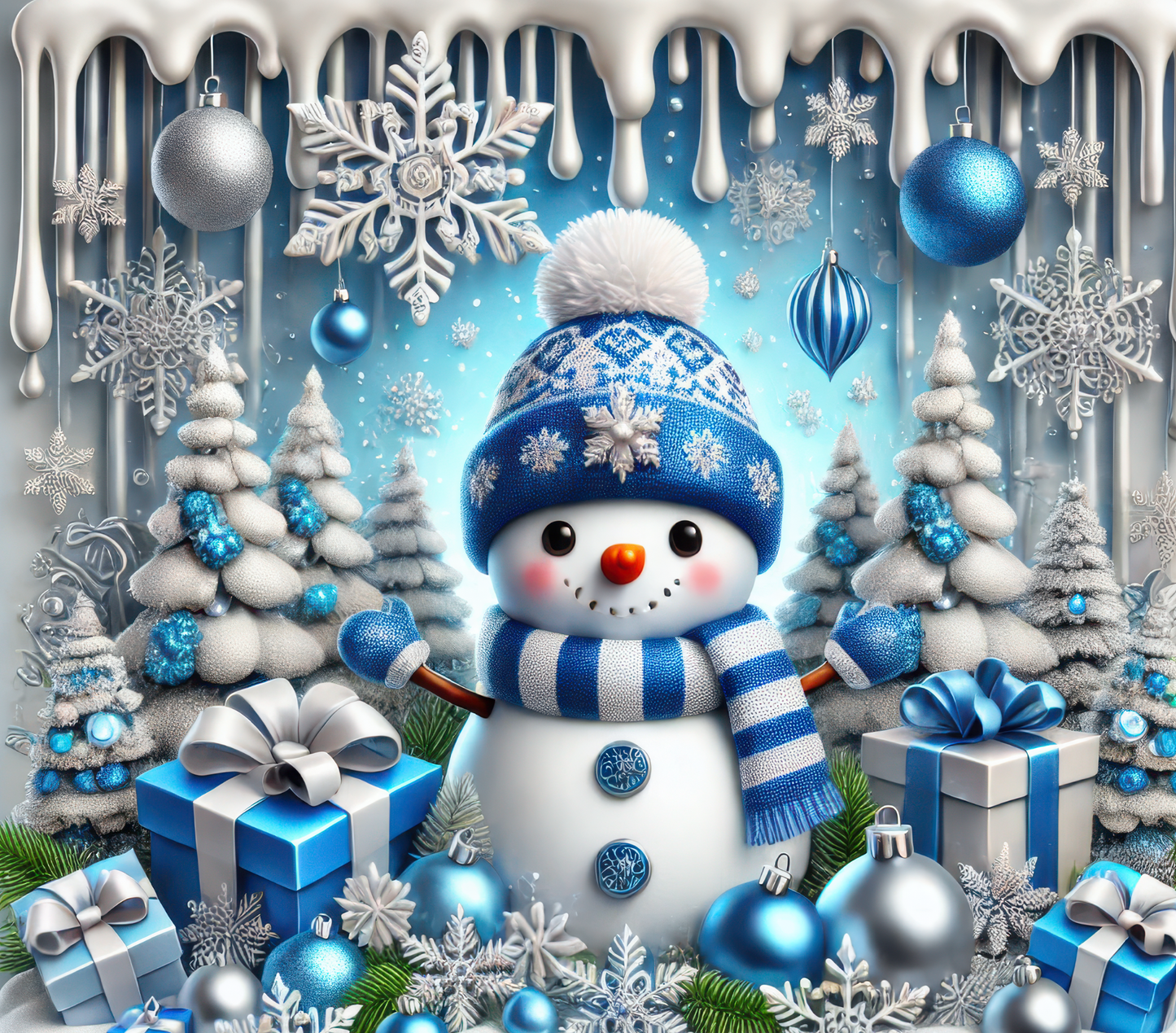 3D Blue Snowman | 40 oz Tumbler