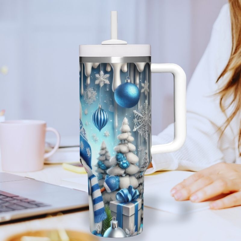 3D Blue Snowman | 40 oz Tumbler