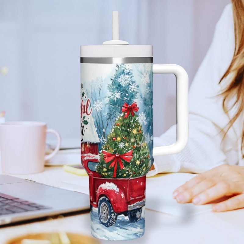 It's The Most Wonderful Time Of The Year Christmas Red Truck | 40 oz Tumbler