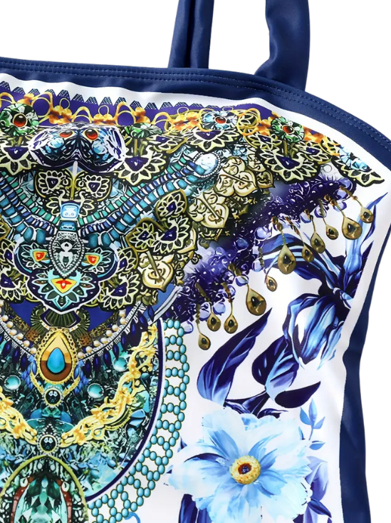 An Elegant Dolce & Gabbana Style One-Piece Swimsuit with Skirt