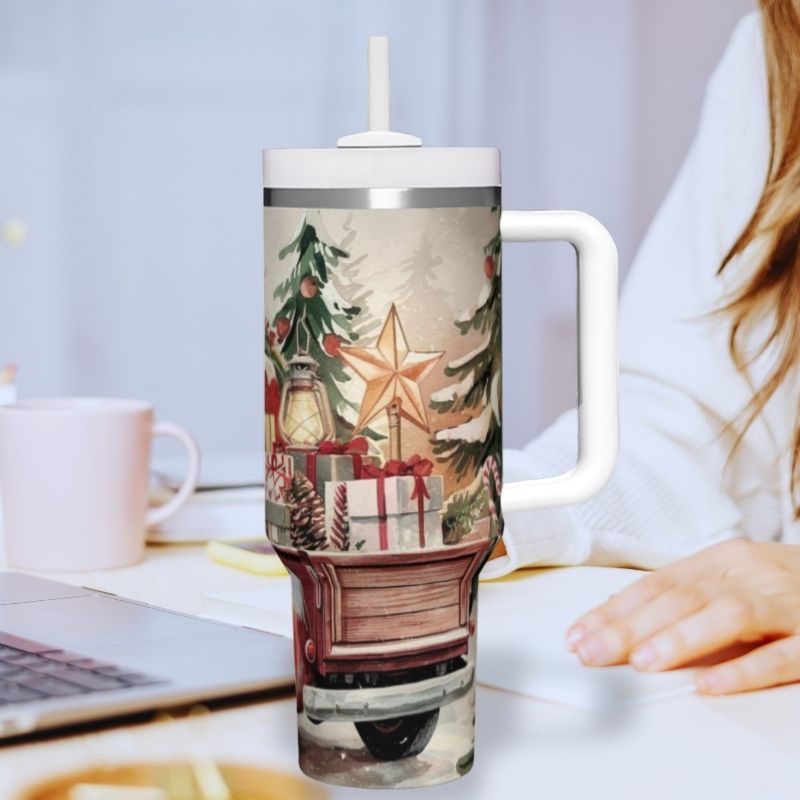 Vintage Red Christmas Truck | 40 oz Tumbler