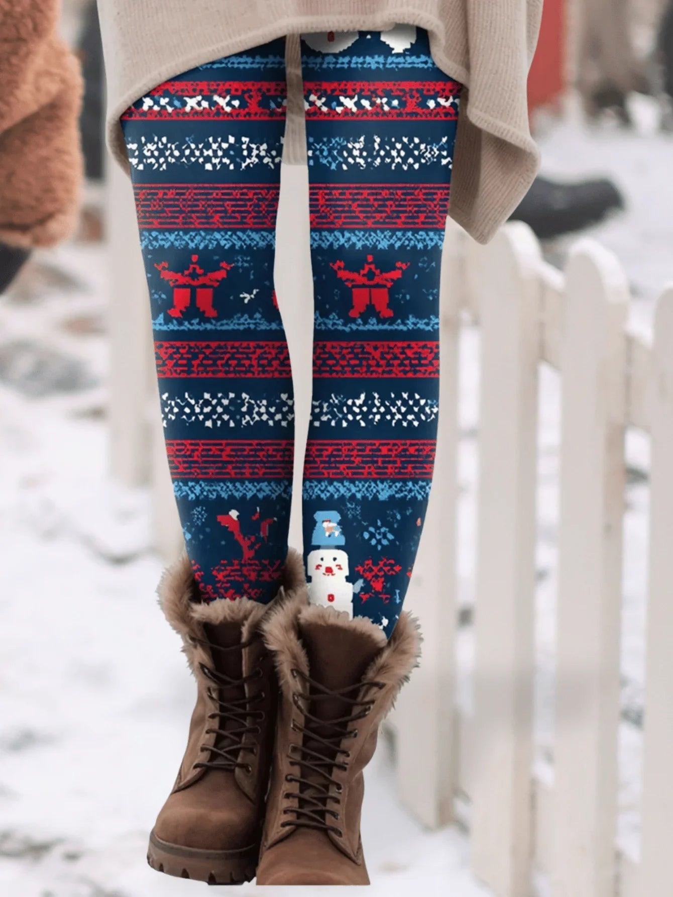 Christmas Print Fleece Leggings