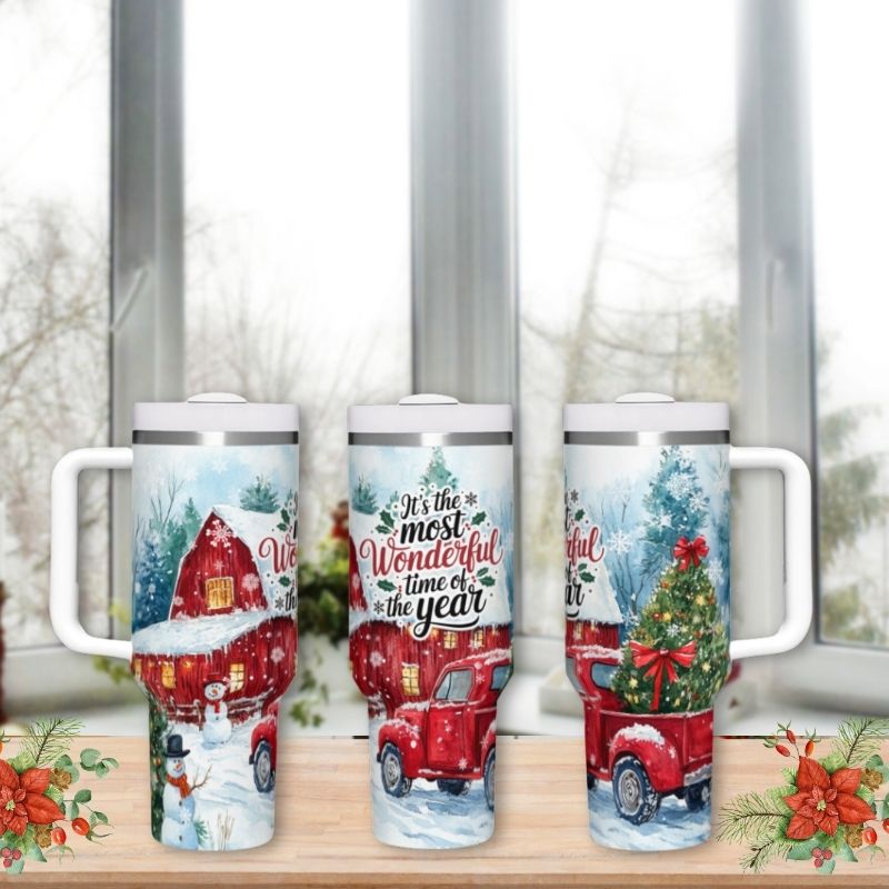 It's The Most Wonderful Time Of The Year Christmas Red Truck | 40 oz Tumbler
