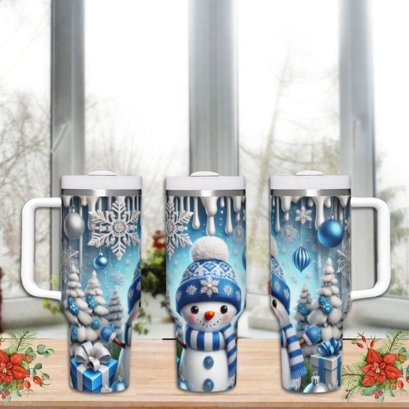 3D Blue Snowman | 40 oz Tumbler