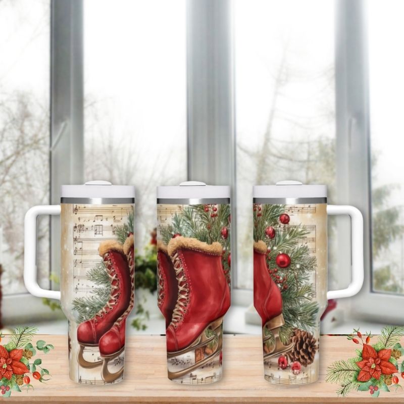 Vintage Red Ice Skates | 40 oz Tumbler