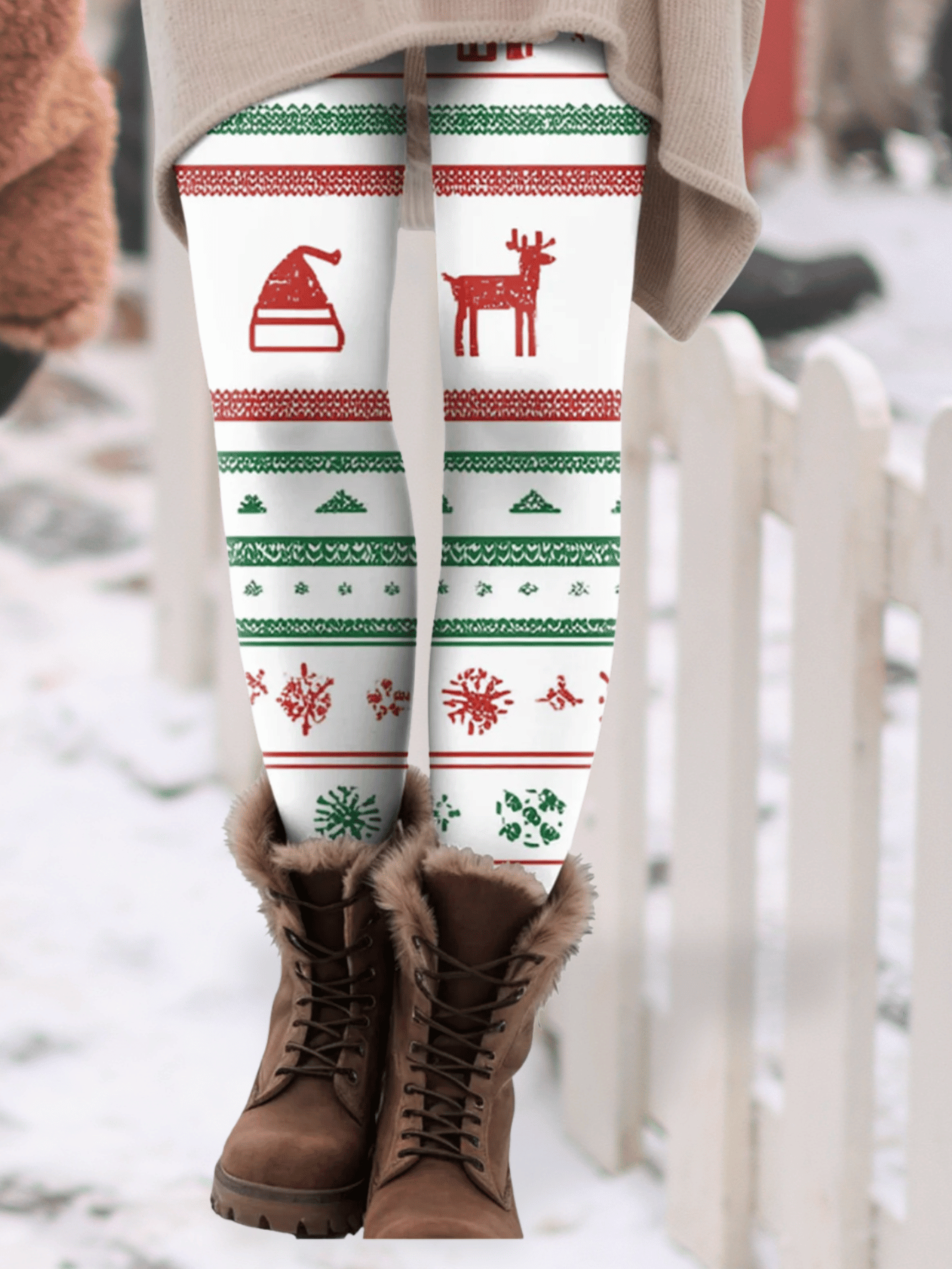 Christmas Print Warm Leggings