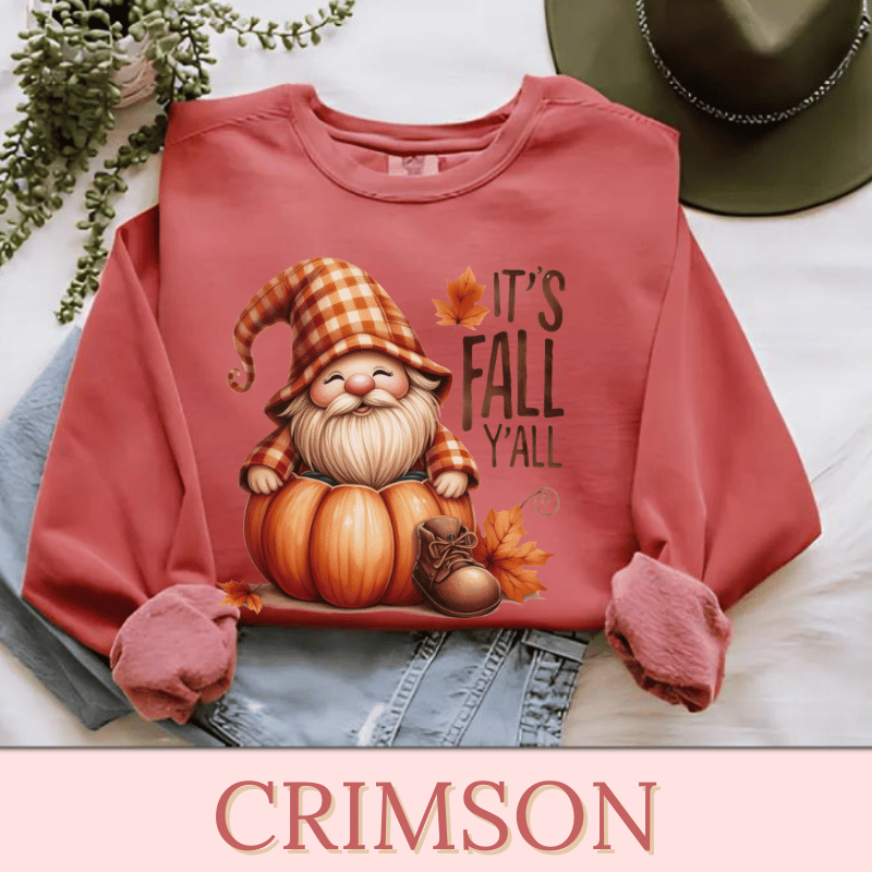 a red shirt with a picture of a gnome on it