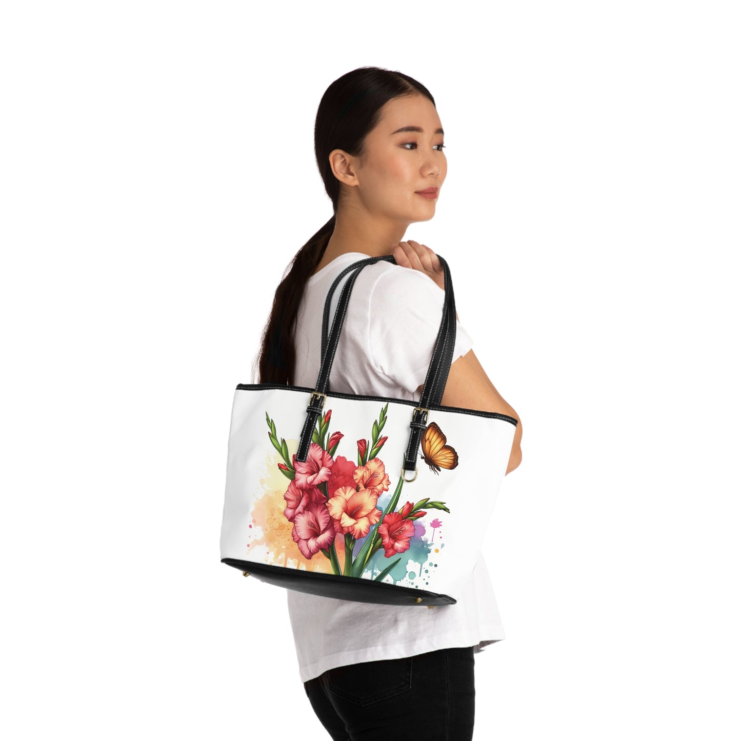 Red & Orange Gladiolus Print Tote Bag to Match Tumbler Drinkware