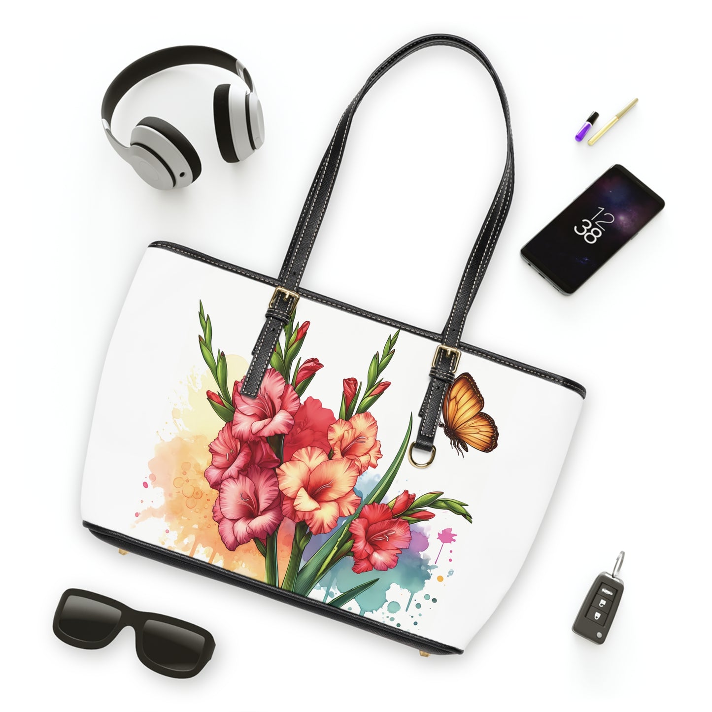 Red & Orange Gladiolus Print Tote Bag to Match Tumbler Drinkware