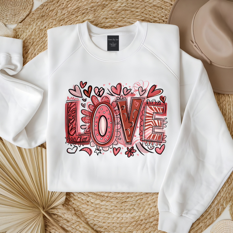 LOVE Hearts Retro | Women Valentine Sweatshirt