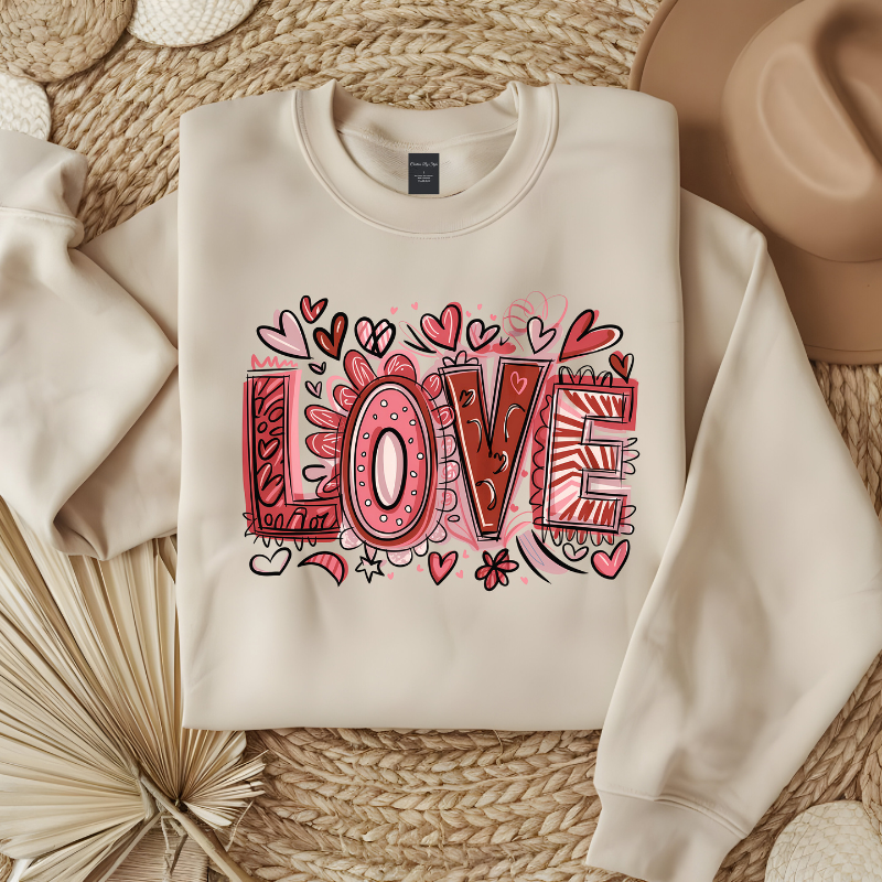 LOVE Hearts Retro | Women Valentine Sweatshirt