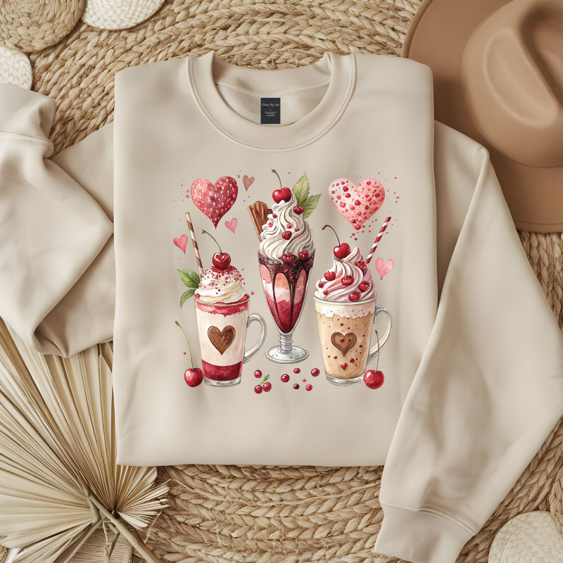 Valentine Coffee Treats | Women Valentine Sweatshirt
