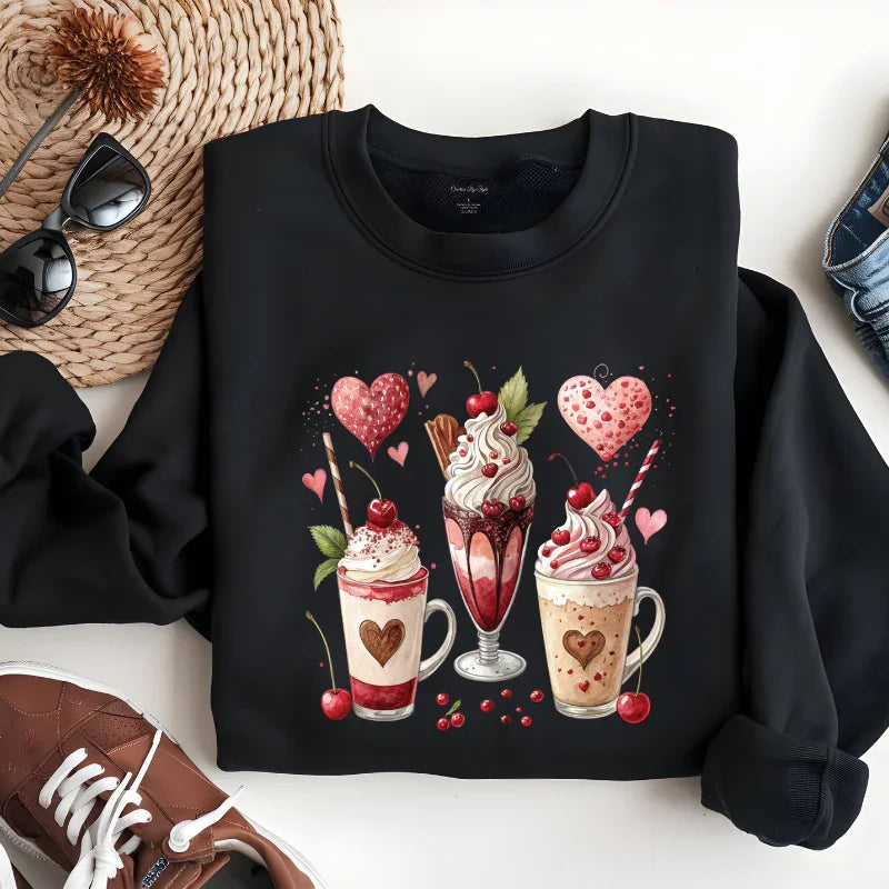 Valentine Coffee Treats | Women Valentine Sweatshirt