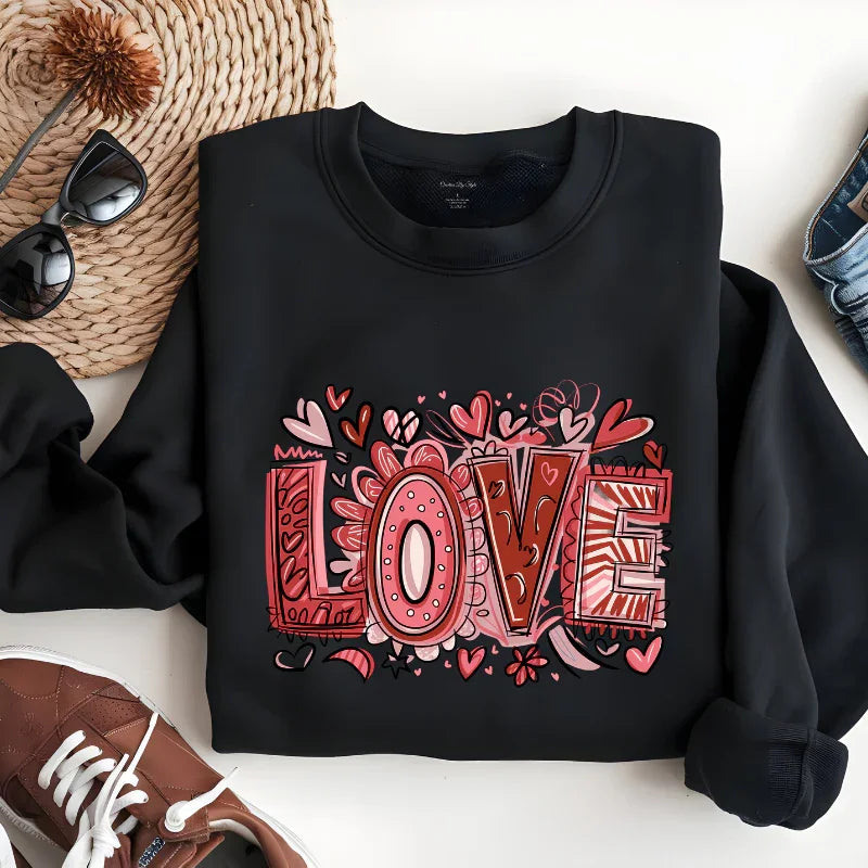 LOVE Hearts Retro | Women Valentine Sweatshirt
