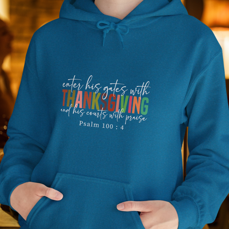 Enter His Gates With Thanksgiving | Women's Thanksgiving Hoodie | Dark