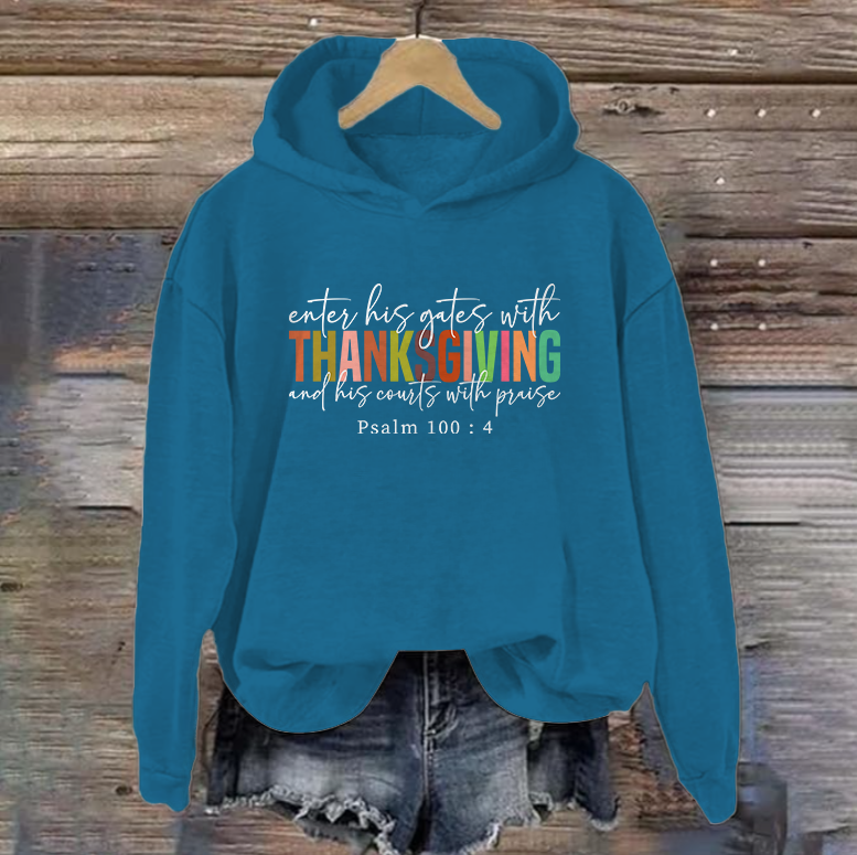 Enter His Gates With Thanksgiving | Women's Thanksgiving Hoodie | Dark