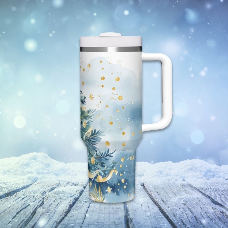Blue & Gold Christmas Tree | 40 oz Tumbler