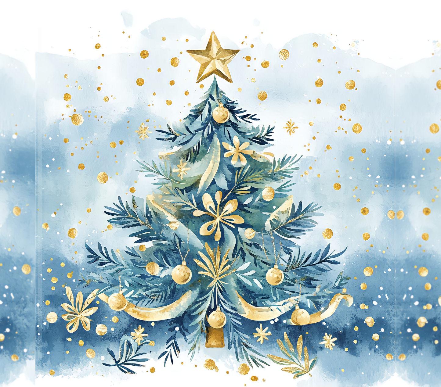 Blue & Gold Christmas Tree | 40 oz Tumbler