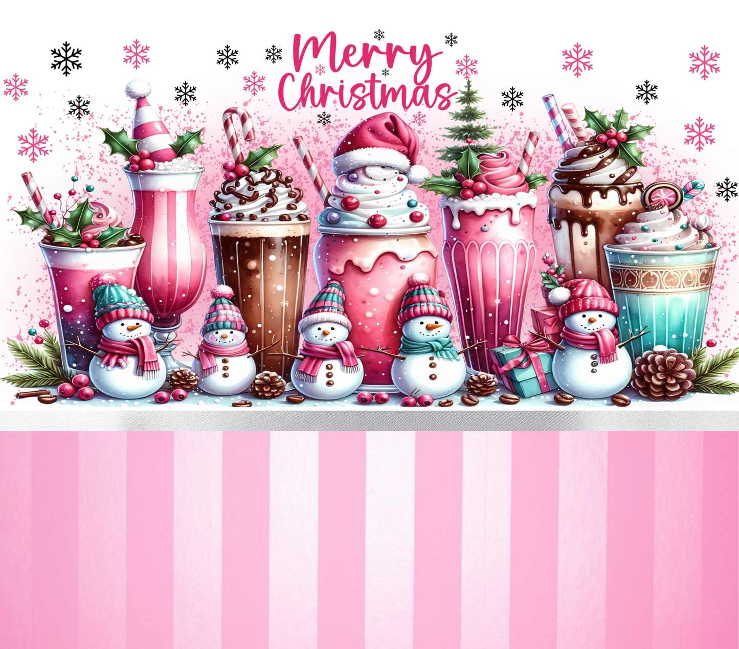 Christmas Frosted Pink Sodas | 40 0z Tumblers