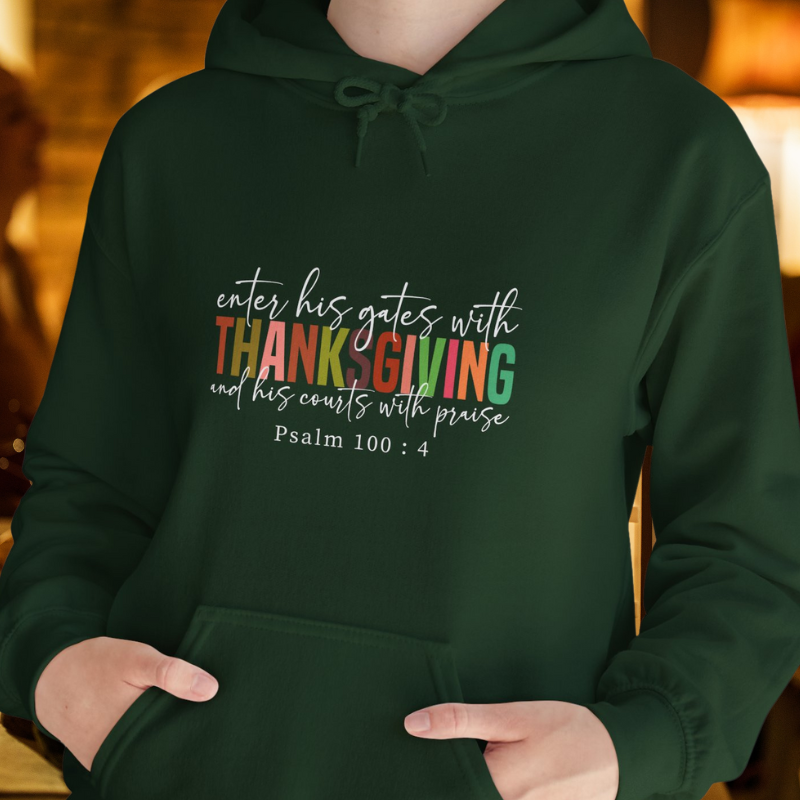 Enter His Gates With Thanksgiving | Women's Thanksgiving Hoodie | Dark