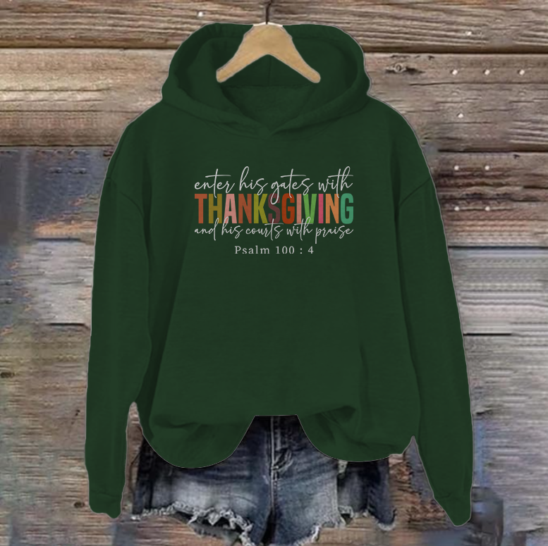 Enter His Gates With Thanksgiving | Women's Thanksgiving Hoodie | Dark