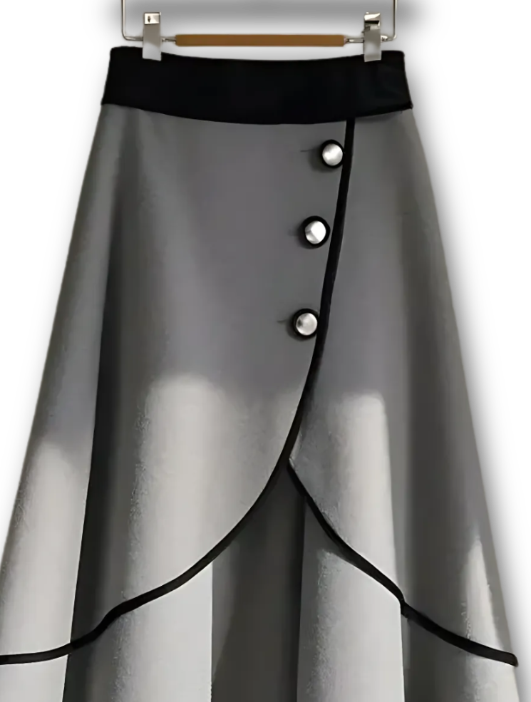 Irregular Patchwork A-Line Skirt – French-Inspired Elegance