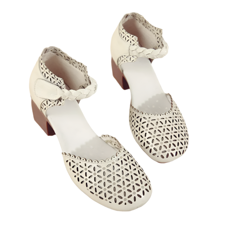 Genuine Leather Flat Sandals – Handmade Flower Summer Shoes