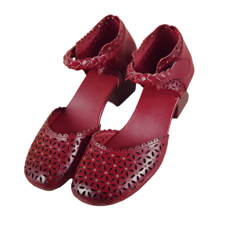 Genuine Leather Flat Sandals – Handmade Flower Summer Shoes