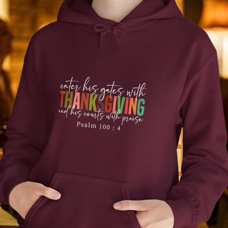 Enter His Gates With Thanksgiving | Women's Thanksgiving Hoodie | Dark