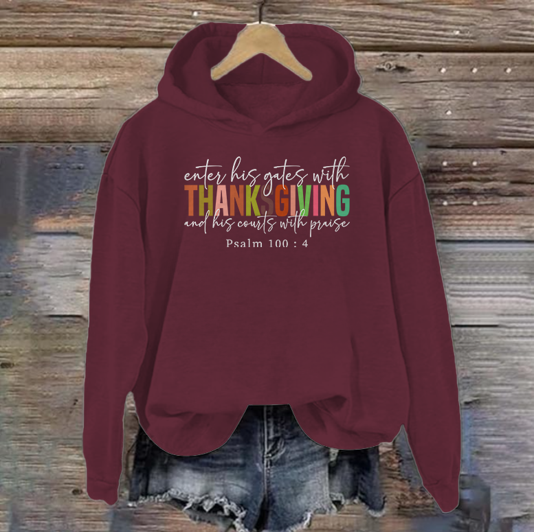 Enter His Gates With Thanksgiving | Women's Thanksgiving Hoodie | Dark
